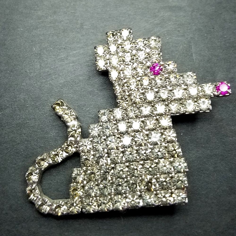 Dorothy Bauer Designs Vintage Mouse Pin Rare Large Beautiful Rhinestone Brooch